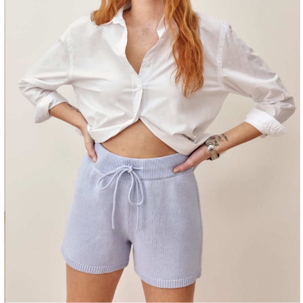 Reformation Pepe Knit Short in Sky Blue NWT Med